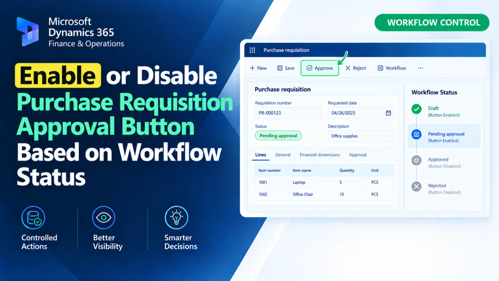 Enable or Disable Purchase Requisition Approval Button Based on Workflow Status