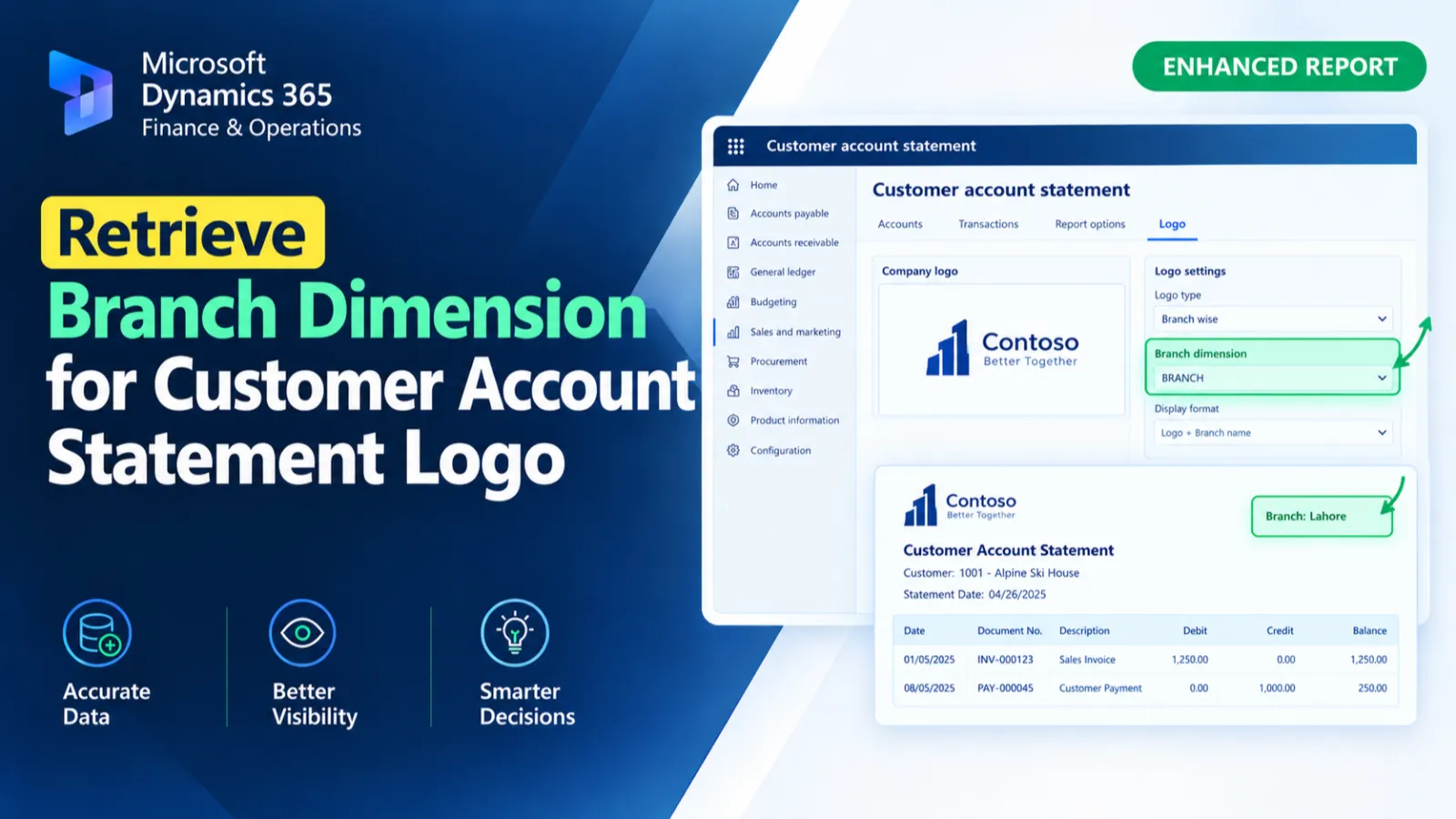 Retrieve Branch Dimension for Customer Account Statement Logo