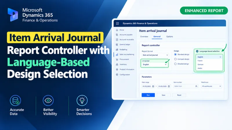 Item Arrival Journal Report Controller with Language-Based Design Selection